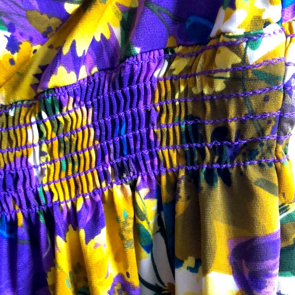 M-Fasis Tank Tube Top Womens Size Small - Stretch, Floral Purple Blue Yellow - Picture 2 of 8